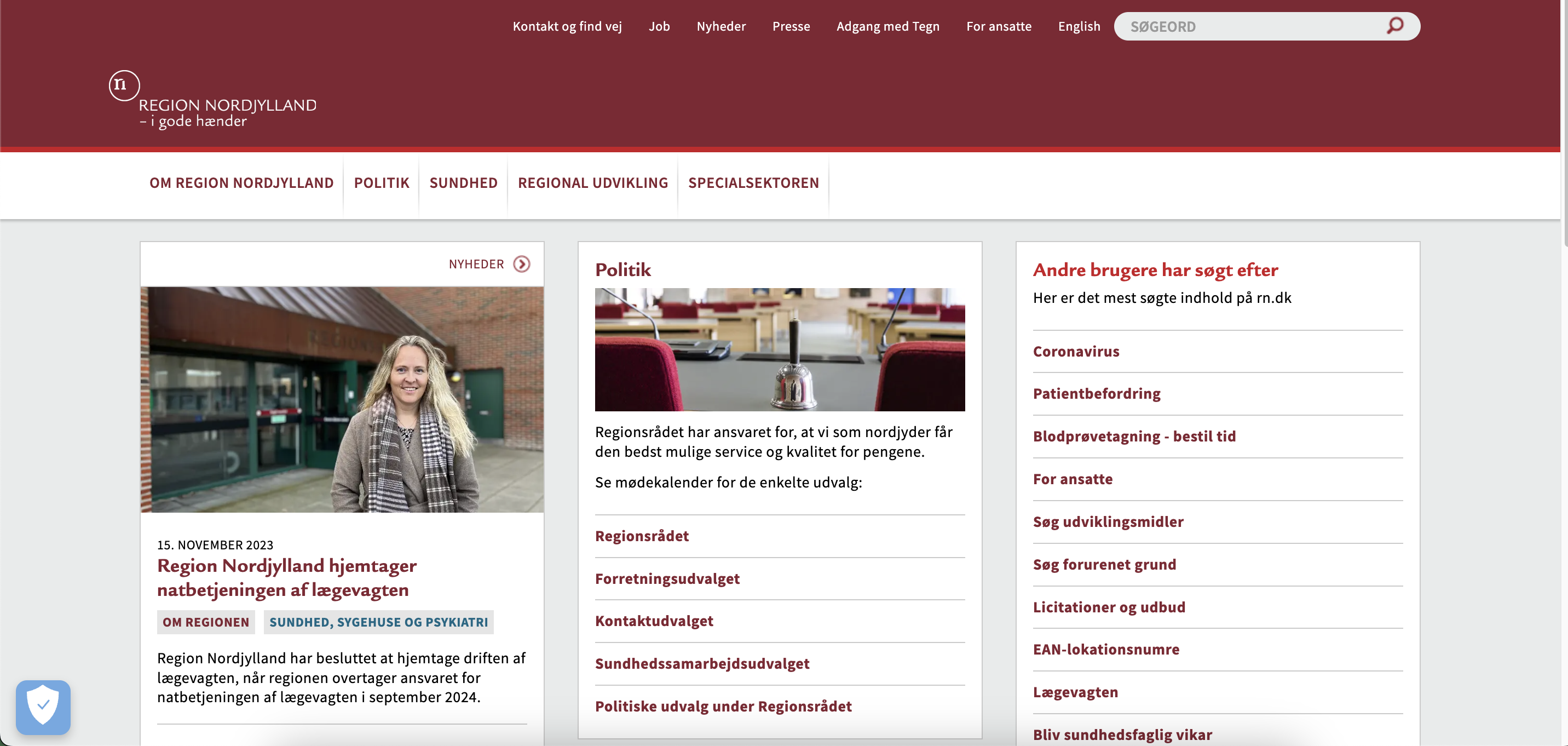 Region Nordjylland website